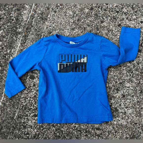 Baby Infant 6-9M Puma Blue Long Sleeve Tee with Graphic Design - Picture 1 of 3